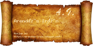 Arendás Irén névjegykártya